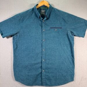 Mountain Hardwear‎ Button Up Shirt Mens Large Blue Hemp Comfort Classic Outdoor